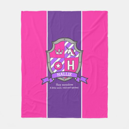 Couverture Polaire Lettre hallie H nom signifiant bouclier rose viole (Devant)