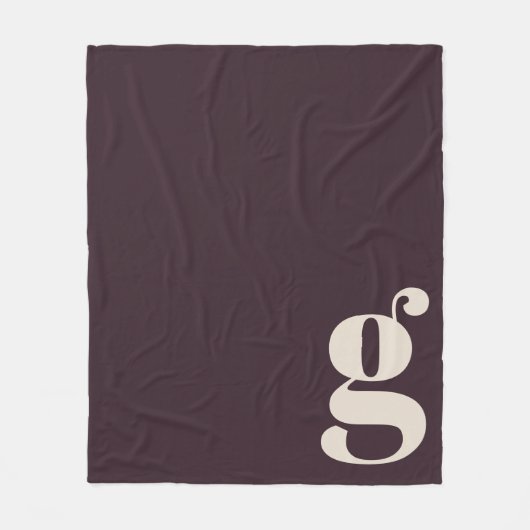 Couverture Polaire Lettre initiale de monogramme moderne prune foncé  (Devant)