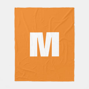 Couverture Polaire Lettre initiale Monogramme Style moderne Orange Bl