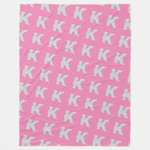 Couverture Polaire Lettre K argent rose