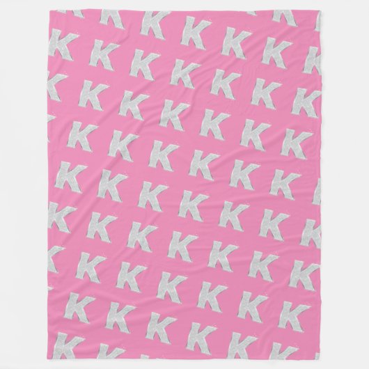 Couverture Polaire Lettre K argent rose (Devant)