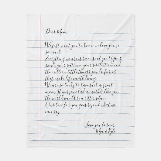 Couverture Polaire Lettre manuscrite manuscrite personnalisée Message (Devant)