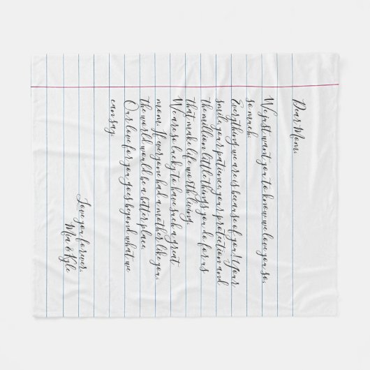 Couverture Polaire Lettre manuscrite manuscrite personnalisée Message (Devant (Horizontal))