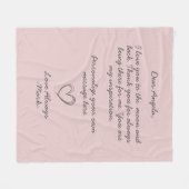 Couverture Polaire Lettre ou message d'amour manuscrit rose poussiére (Devant (Horizontal))