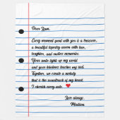 Couverture Polaire Lettre papier lin Script Love Note (Devant)