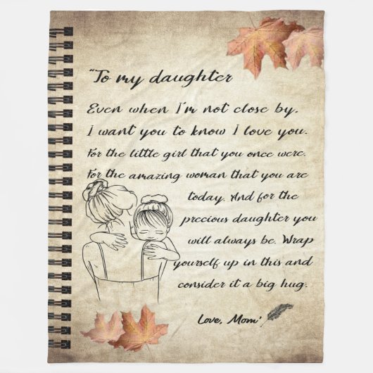 Couverture Polaire Lettre Personnalisée À Ma Fille De Maman, (Devant)