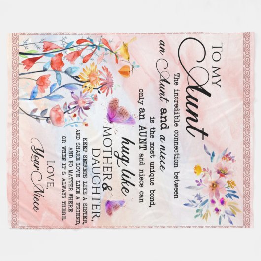 Couverture Polaire Lettre personnalisée à ma tante (Devant (Horizontal))