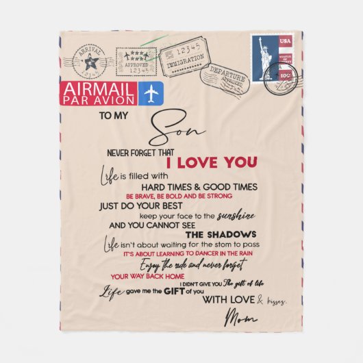 Couverture Polaire Lettre Personnalisée À Mon Fils, Idée Fils Anniver (Devant)