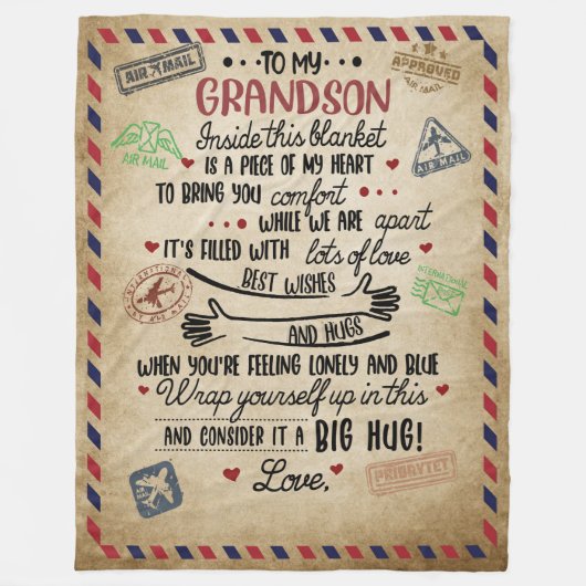 Couverture Polaire Lettre personnalisée à mon grand-fils (Devant)