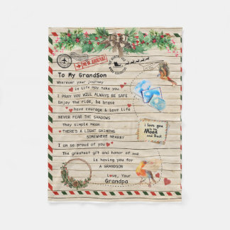 Couverture Polaire Lettre personnalisée à mon petit-fils de grand-pèr