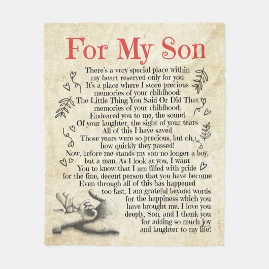 Couverture Polaire Lettre personnalisée à pour mon fils (Devant)