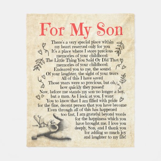 Couverture Polaire Lettre personnalisée à pour mon fils (Devant)