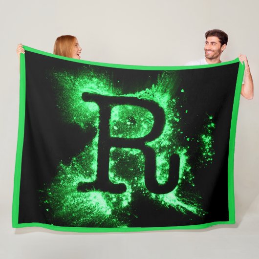 COUVERTURE POLAIRE LETTRE R MAJUSCULE VERTE (En situation)