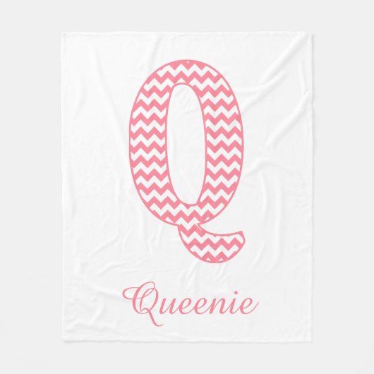 Couverture Polaire Lettre rose pastel Chevron Q Design (Devant)