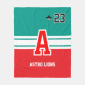 Couverture Polaire Lettres sport rouge et vert (Devant)