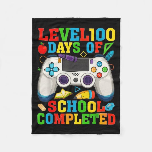 Couverture Polaire Level 100 Days Of School Unlocked Boys 100th Day O (Devant)