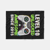 Couverture Polaire Level 10 Unlocked Awesome Since 2015 10th Birthday (Devant (Horizontal))