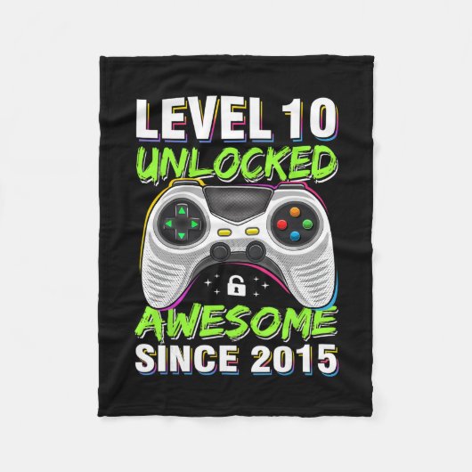 Couverture Polaire Level 10 Unlocked Awesome Since 2015 10th Birthday (Devant)