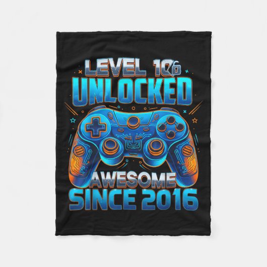 Couverture Polaire Level 10 Unlocked Awesome Since 2016 10th Birthday (Devant)