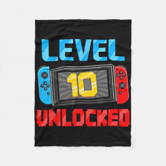 Couverture Polaire Level 10 Unlocked Gamer 10th Birthday Gift Video G (Devant)