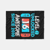 Couverture Polaire Level 16 Unlocked Awesome Since 2010 16th Birthday (Devant (Horizontal))
