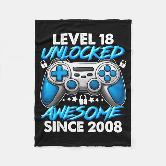 Couverture Polaire Level 18 Unlocked 18 Year Old Boys 18th Birthday B (Devant)