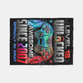 Couverture Polaire Level 18 Unlocked Awesome Since 2007 18th Birthday (Devant (Horizontal))