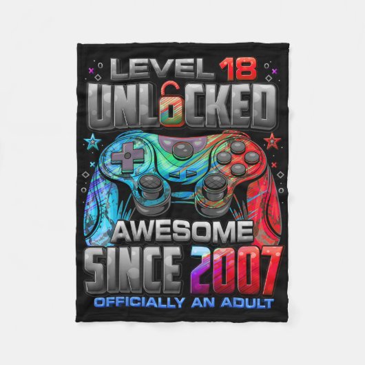 Couverture Polaire Level 18 Unlocked Awesome Since 2007 18th Birthday (Devant)