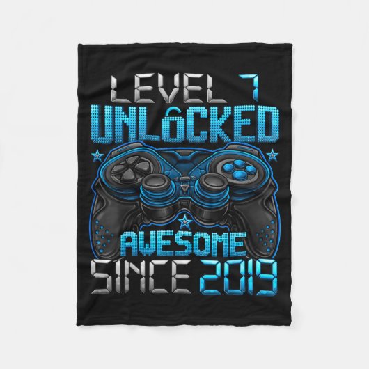 Couverture Polaire Level 7 Unlocked 7 Year Old For Boys 7th Birthday (Devant)