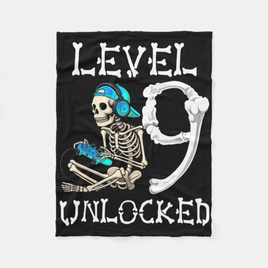 Couverture Polaire Level 9 Unlocked Skeleton Gamer Video Gaming 9th B (Devant)