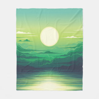 Couverture Polaire Lever de soleil dans la mer habillage d'illustrati