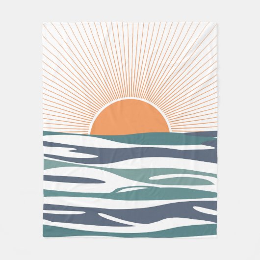 Couverture Polaire Lever du soleil au bord de la mer (Devant)
