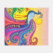 Couverture Polaire Lever du soleil avec paon (Devant (Horizontal))