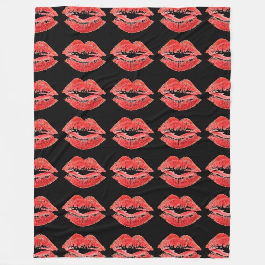 Couverture Polaire lèvres rouges baiser imprimer valentines jour couv (Devant)