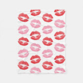 Couverture Polaire Lèvres rouges et roses, Motif des lèvres, bâton à  (Devant)