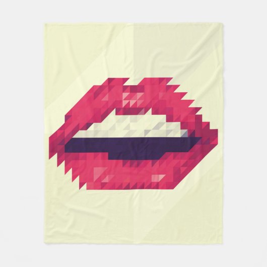 Couverture Polaire Lèvres rouges faites de petits triangles, pixelisa (Devant)