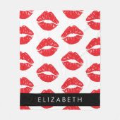 Couverture Polaire Lèvres Rouges, Rouge, Motif Des Lèvres, Votre Nom (Devant)