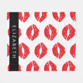 Couverture Polaire Lèvres Rouges, Rouge, Motif Des Lèvres, Votre Nom (Devant (Horizontal))