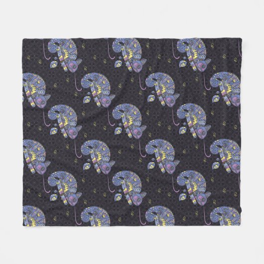 Couverture Polaire Lézard de Zentangle (Devant (Horizontal))