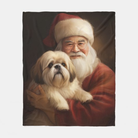 Couverture Polaire Lhasa Apso Avec Noël Festif Du Père Noël (Devant)