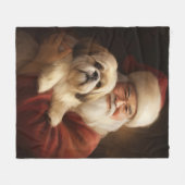 Couverture Polaire Lhasa Apso Avec Noël Festif Du Père Noël (Devant (Horizontal))