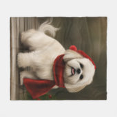 Couverture Polaire Lhasa Apso Chien dans Noël de neige (Devant (Horizontal))