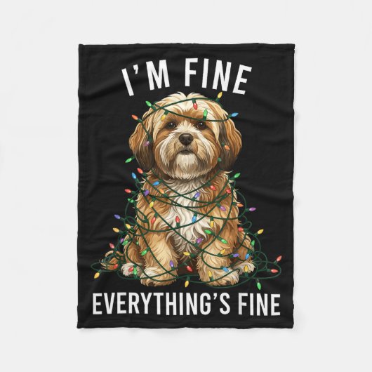 Couverture Polaire Lhasa Apso Christmas I'm Fine Everything Is Fine  (Devant)