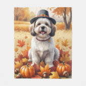 Couverture Polaire Lhassa Apso En Automne Laisse L'Art Thanksgiving (Devant)