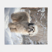 Couverture Polaire Lhassa Apso Laisse Neige Noël (Devant (Horizontal))