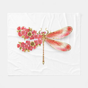 Couverture Polaire libellule de fleurs avec sakura de bijoux