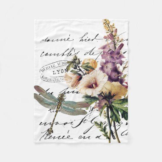 Couverture Polaire libellule et fleurs (Devant)
