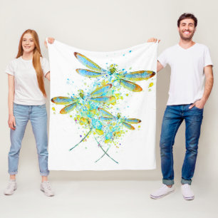 Couverture Polaire Libellule sarcelle éclaboussure