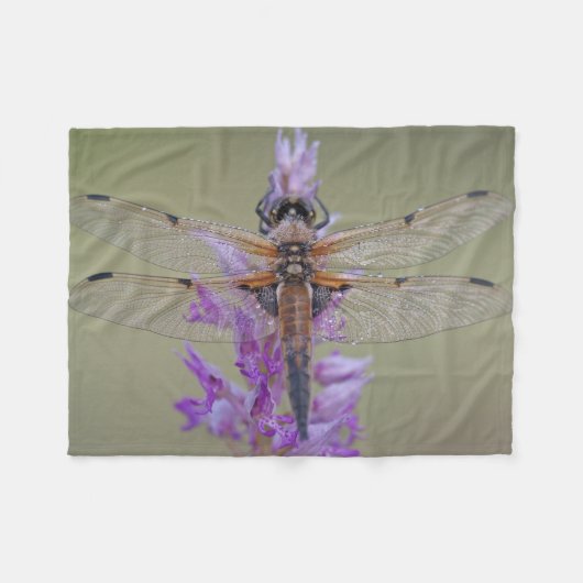 Couverture Polaire Libellule sur la fleur (Devant (Horizontal))
