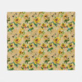 Couverture Polaire libellules et tournesols Tan vert jaune (Devant (Horizontal))